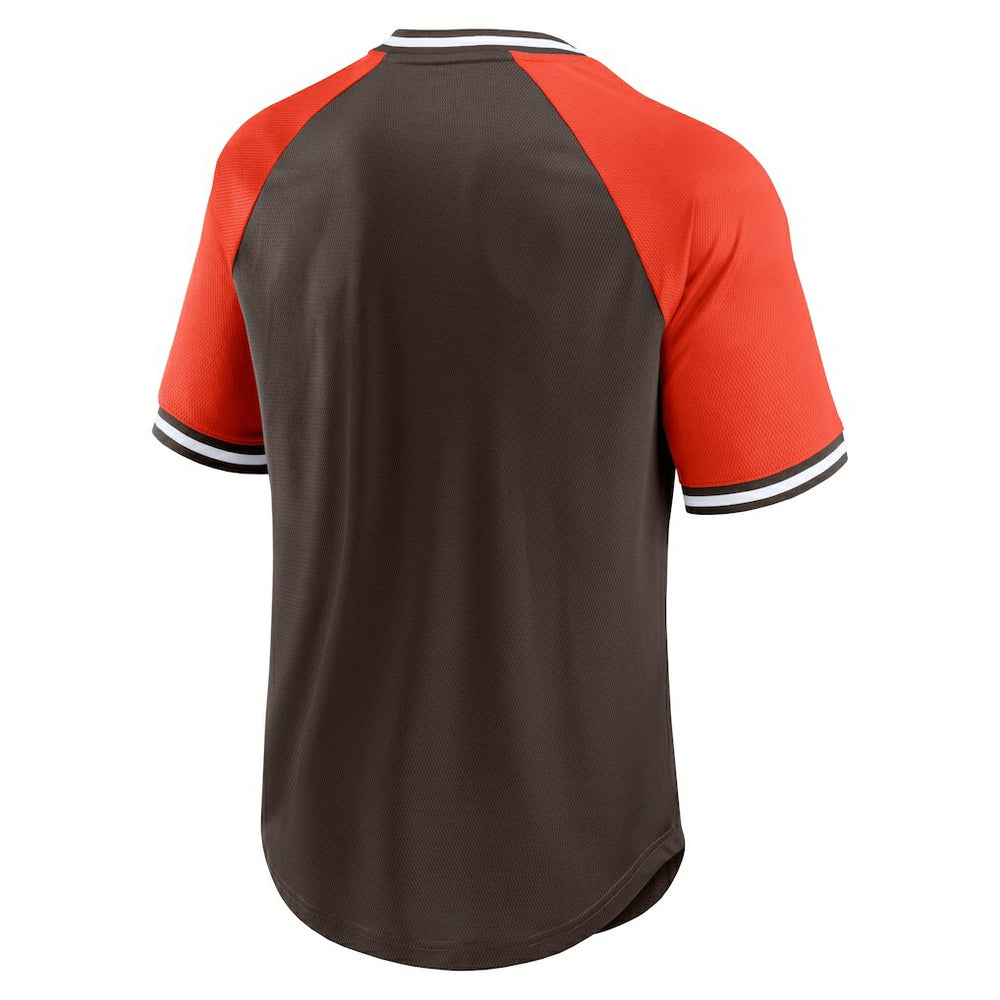 Fanatics Cleveland Browns Second Wind Raglan V-Neck T-Shirt Brown/Orange