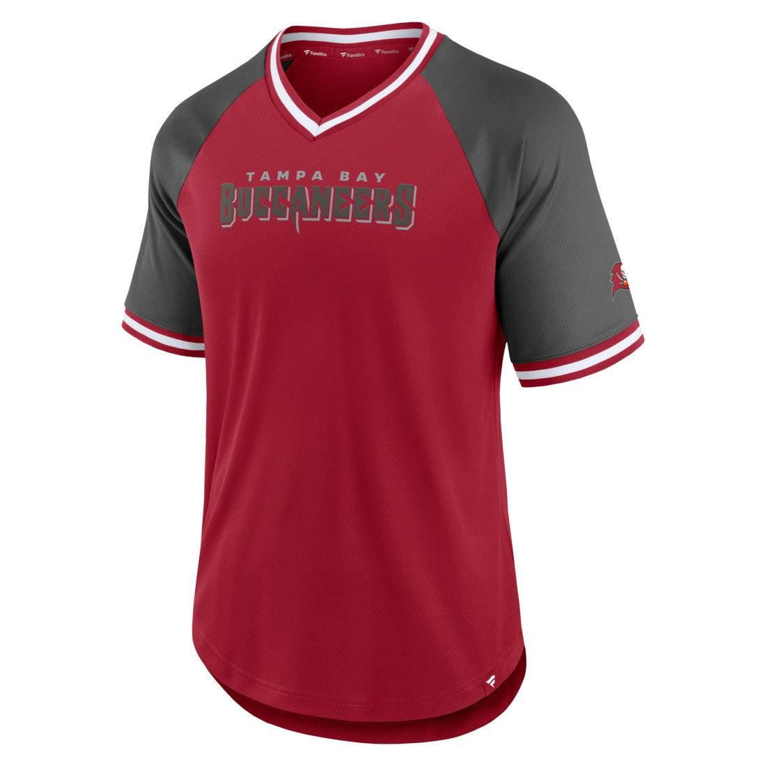 Fanatics Tampa Bay Buccaneers Second Wind Raglan V-Neck T-Shirt Red/Pewter