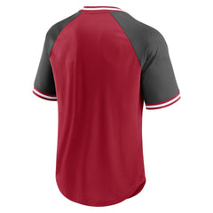 Fanatics Tampa Bay Buccaneers Second Wind Raglan V-Neck T-Shirt Red/Pewter