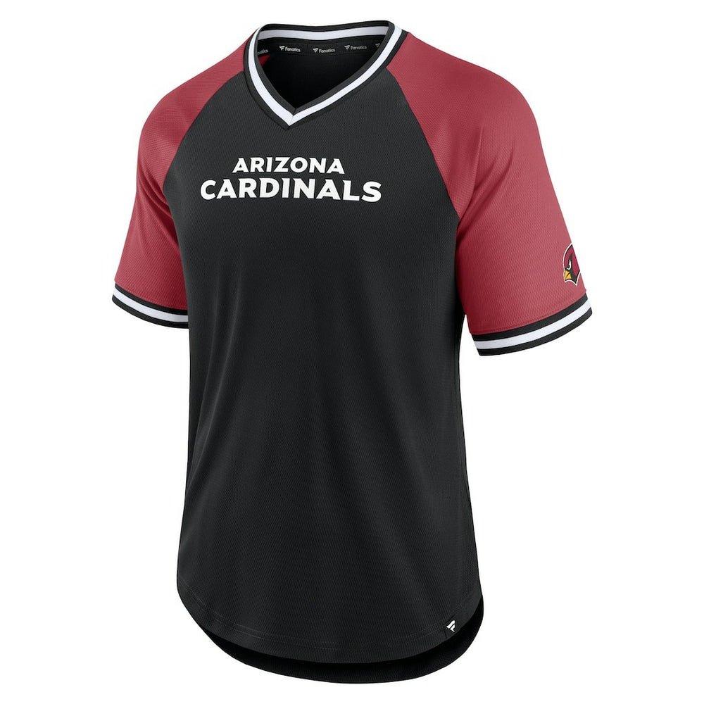 Fanatics Arizona Cardinals Second Wind Raglan V-Neck T-Shirt Black/Cardinal