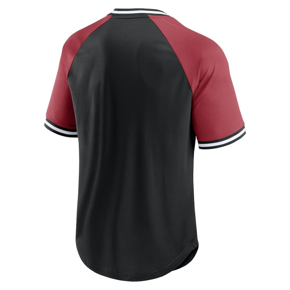 Fanatics Arizona Cardinals Second Wind Raglan V-Neck T-Shirt Black/Cardinal