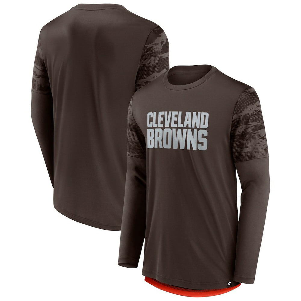 Fanatics Cleveland Browns Square Off Long Sleeve T-Shirt Brown/Orange