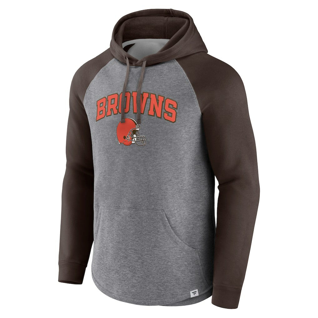 Fanatics Cleveland Browns By Design Raglan Pullover Hoodie Heathered Gray/Brown