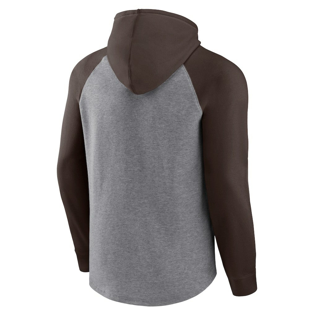 Fanatics Cleveland Browns By Design Raglan Pullover Hoodie Heathered Gray/Brown