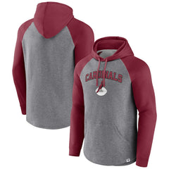 Fanatics Arizona Cardinals By Design Raglan Pullover Hoodie Heathered Gray/Cardinal
