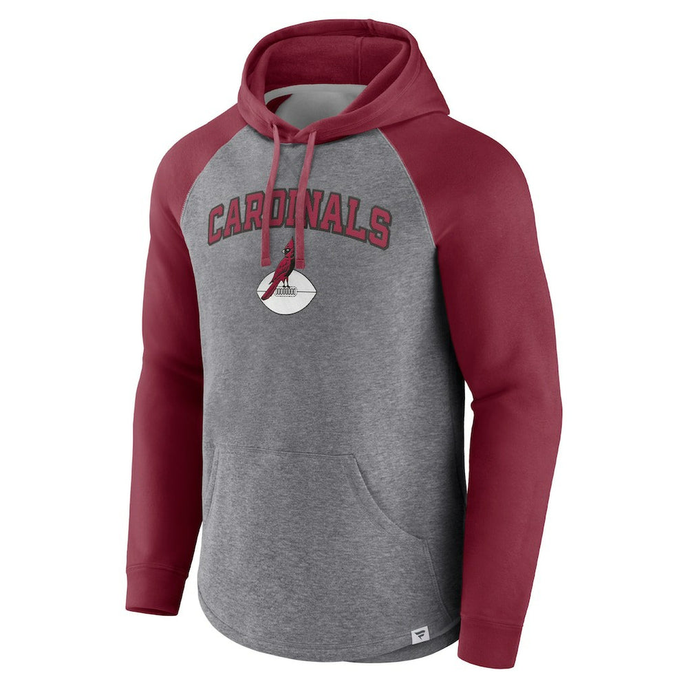 Fanatics Arizona Cardinals By Design Raglan Pullover Hoodie Heathered Gray/Cardinal