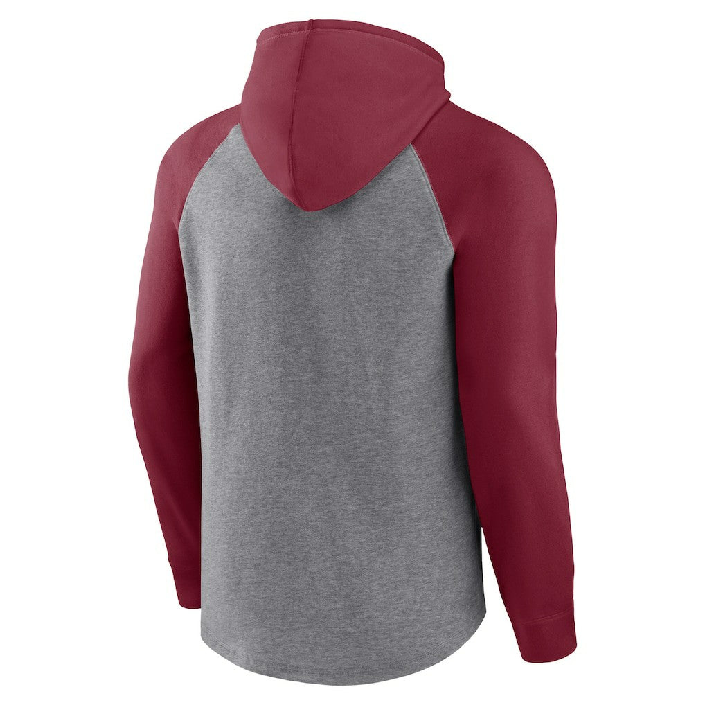 Fanatics Arizona Cardinals By Design Raglan Pullover Hoodie Heathered Gray/Cardinal