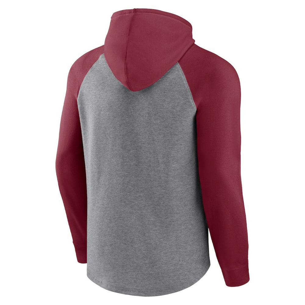 Fanatics Arizona Cardinals By Design Raglan Pullover Hoodie Heathered Gray/Cardinal