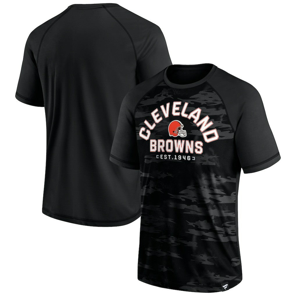 Fanatics Cleveland Browns Blackout Hail Mary Raglan T-Shirt