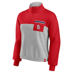 St. Louis Cardinals Fanatics Women's Iconic Cinch Waist Quarter-Zip Top - Red/Heather Gray - Fanatics Lifestyle