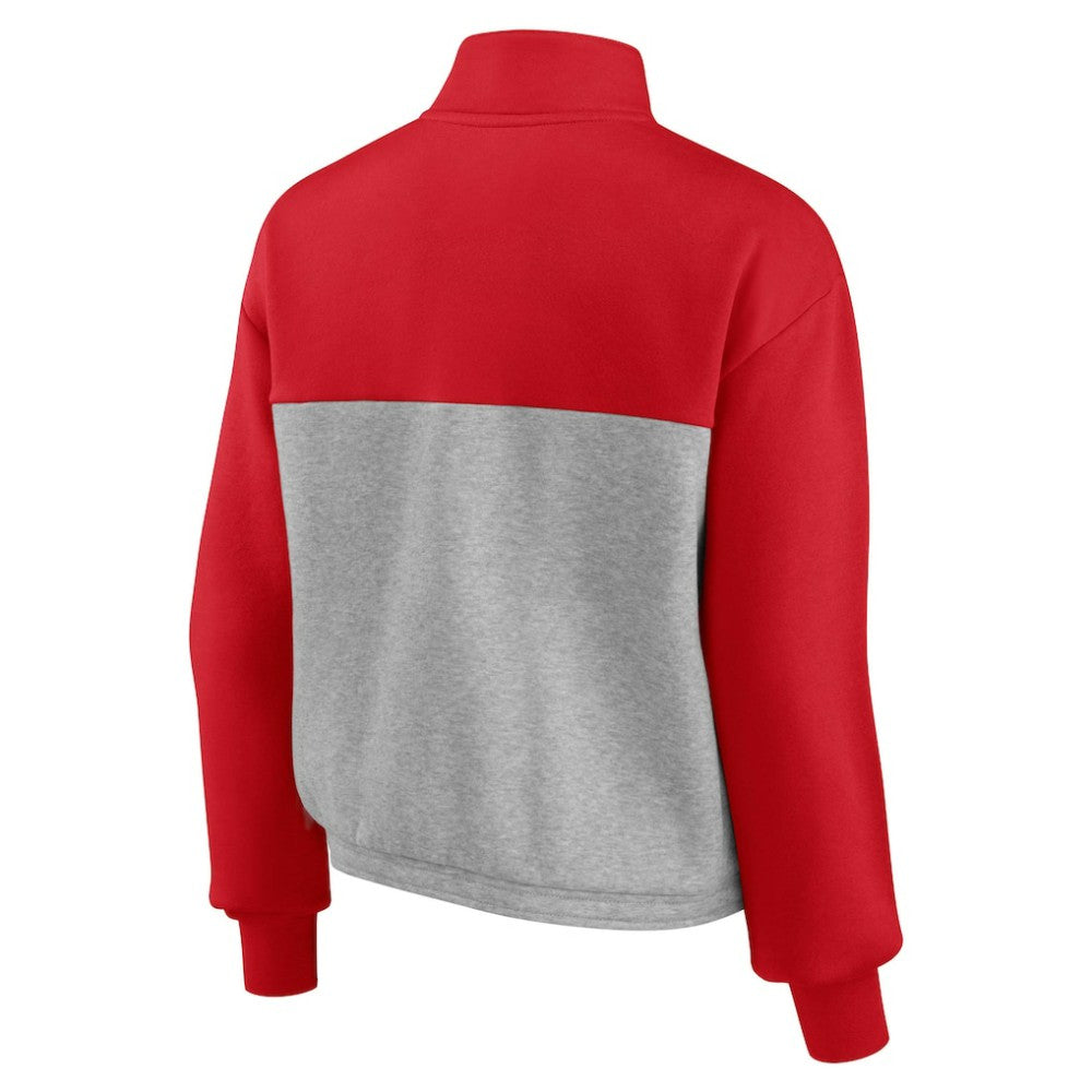 St. Louis Cardinals Fanatics Women's Iconic Cinch Waist Quarter-Zip Top - Red/Heather Gray - Fanatics Lifestyle