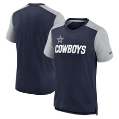 Nike Dallas Cowboys Color Block Team Name T-Shirt Heathered Navy/Heathered Gray