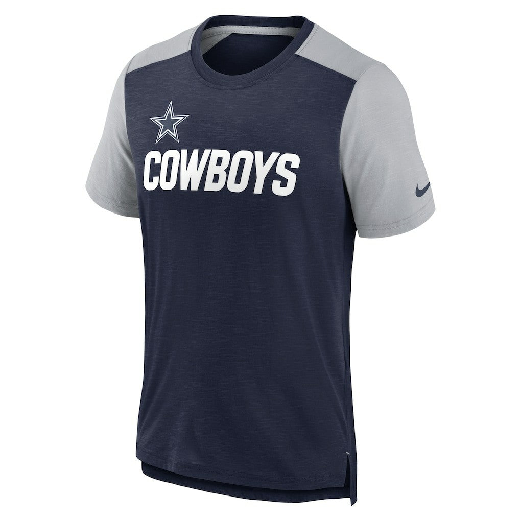 Nike Dallas Cowboys Color Block Team Name T-Shirt Heathered Navy/Heathered Gray