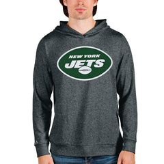 New York Jets Antigua Team Absolute Pullover Hoodie Heathered Charcoal