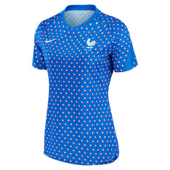 France Women's National Team Women's 2022/23 Away Pre-Match Performance Top Blue - Nike