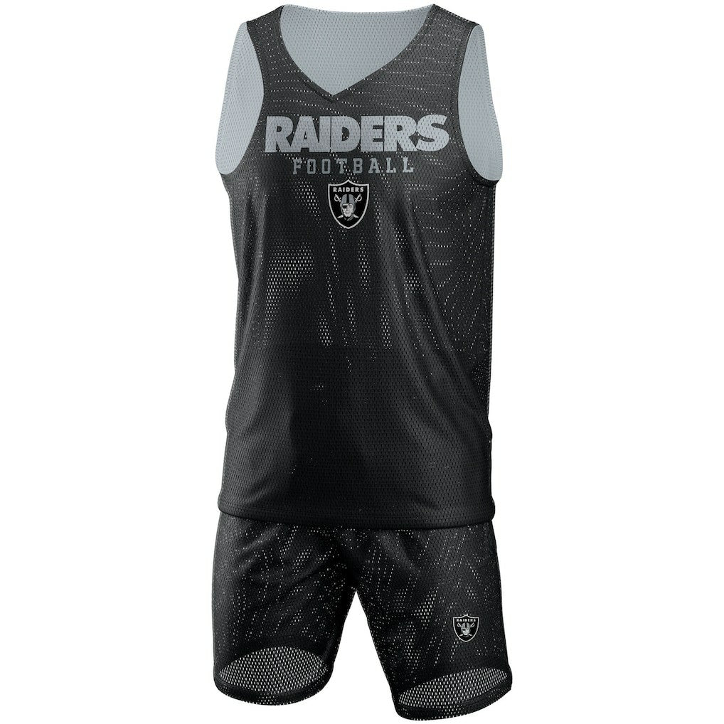 Las Vegas Raiders FOCO Colorblock Mesh V-Neck & Shorts Set Black
