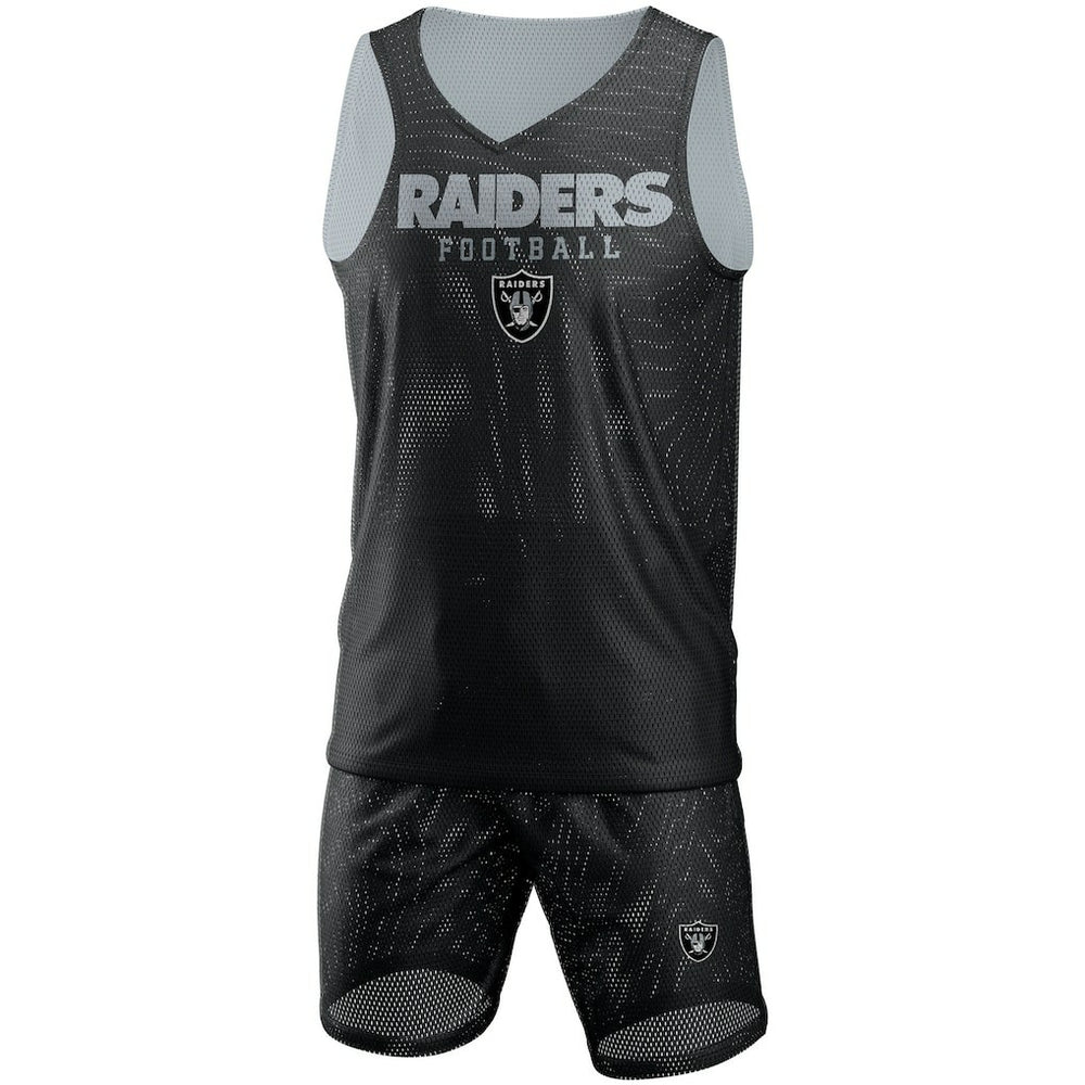 Las Vegas Raiders FOCO Colorblock Mesh V-Neck & Shorts Set Black