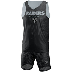 Las Vegas Raiders FOCO Colorblock Mesh V-Neck & Shorts Set Black