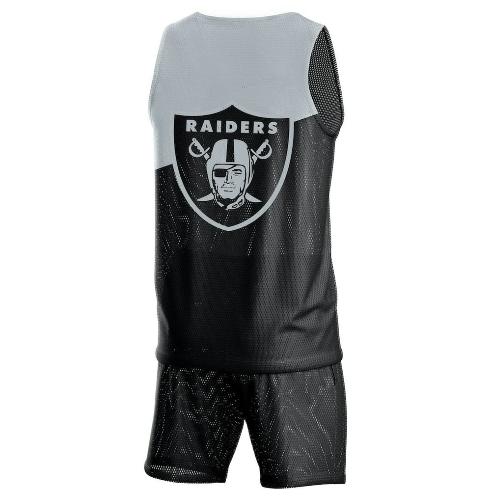 Las Vegas Raiders FOCO Colorblock Mesh V-Neck & Shorts Set Black