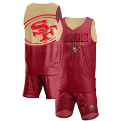 San Francisco 49ers FOCO Colorblock Mesh V-Neck & Shorts Set Scarlet
