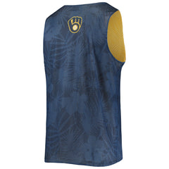 Milwaukee Brewers FOCO Floral Reversible Mesh Tank Top - Navy/Gold - MLB Discount