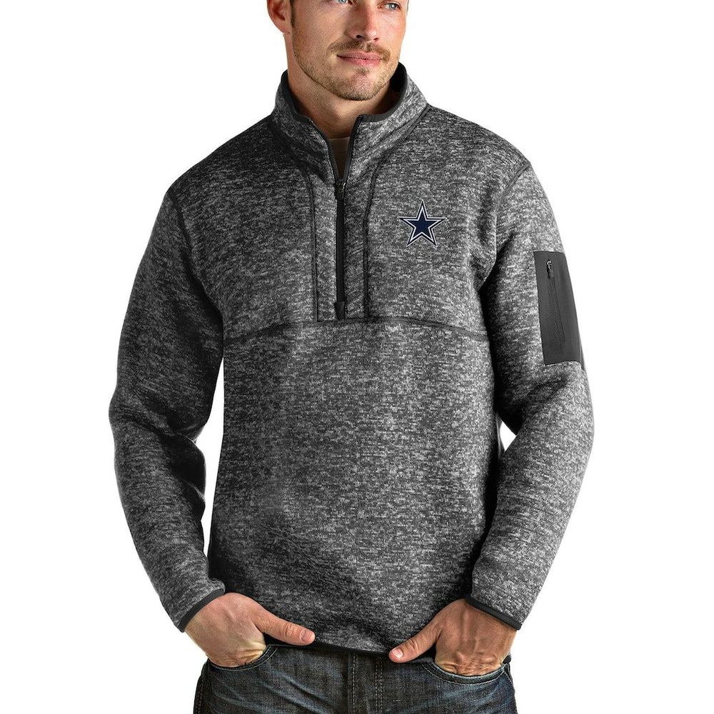 Dallas Cowboys Antigua Fortune Quarter-Zip Pullover Jacket Heathered Charcoal
