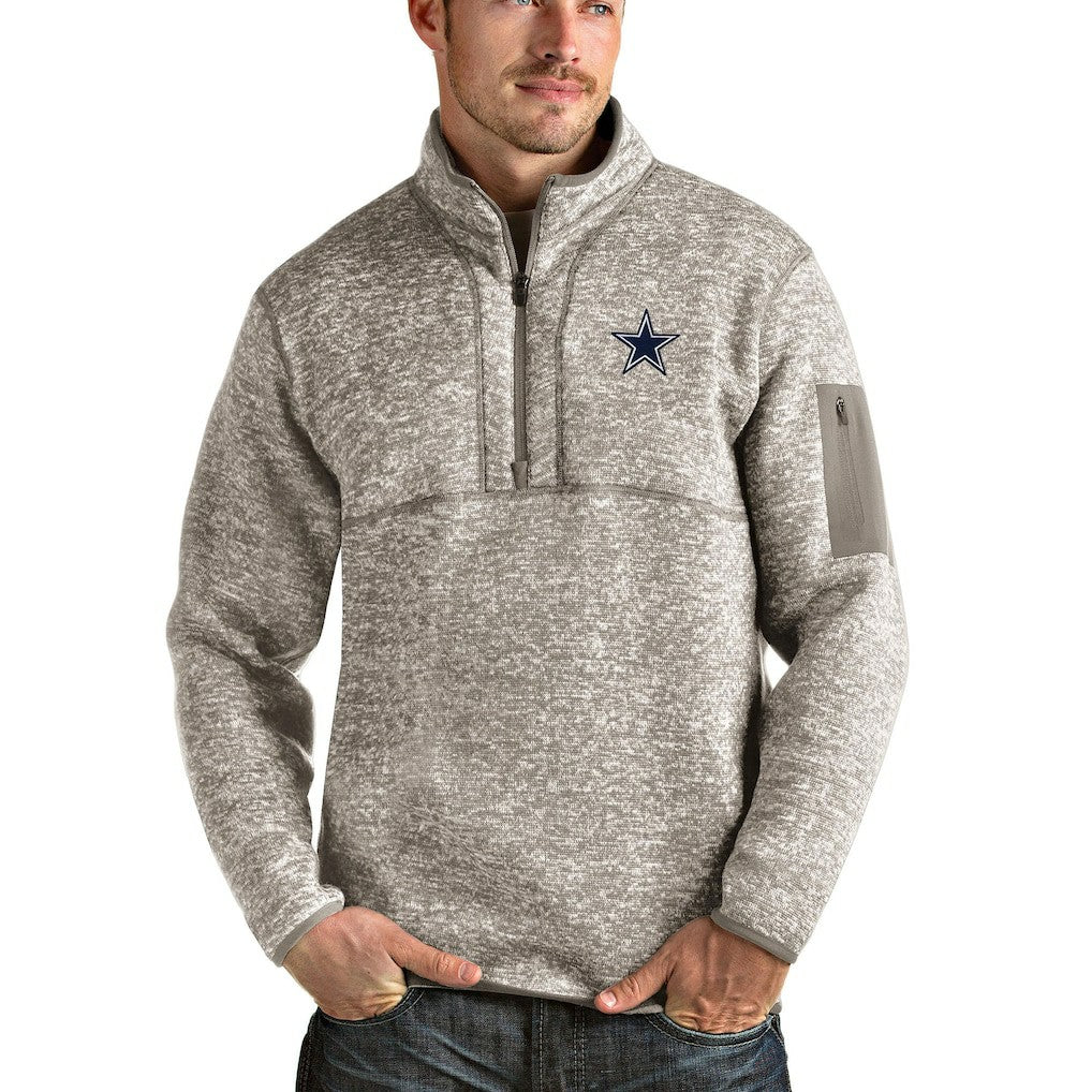 Dallas Cowboys Antigua Fortune Quarter-Zip Pullover Jacket Oatmeal