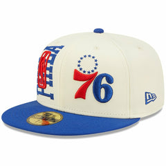 Philadelphia 76ers 2022 NBA Draft 59FIFTY Fitted Hat Cream/Royal | New Era
