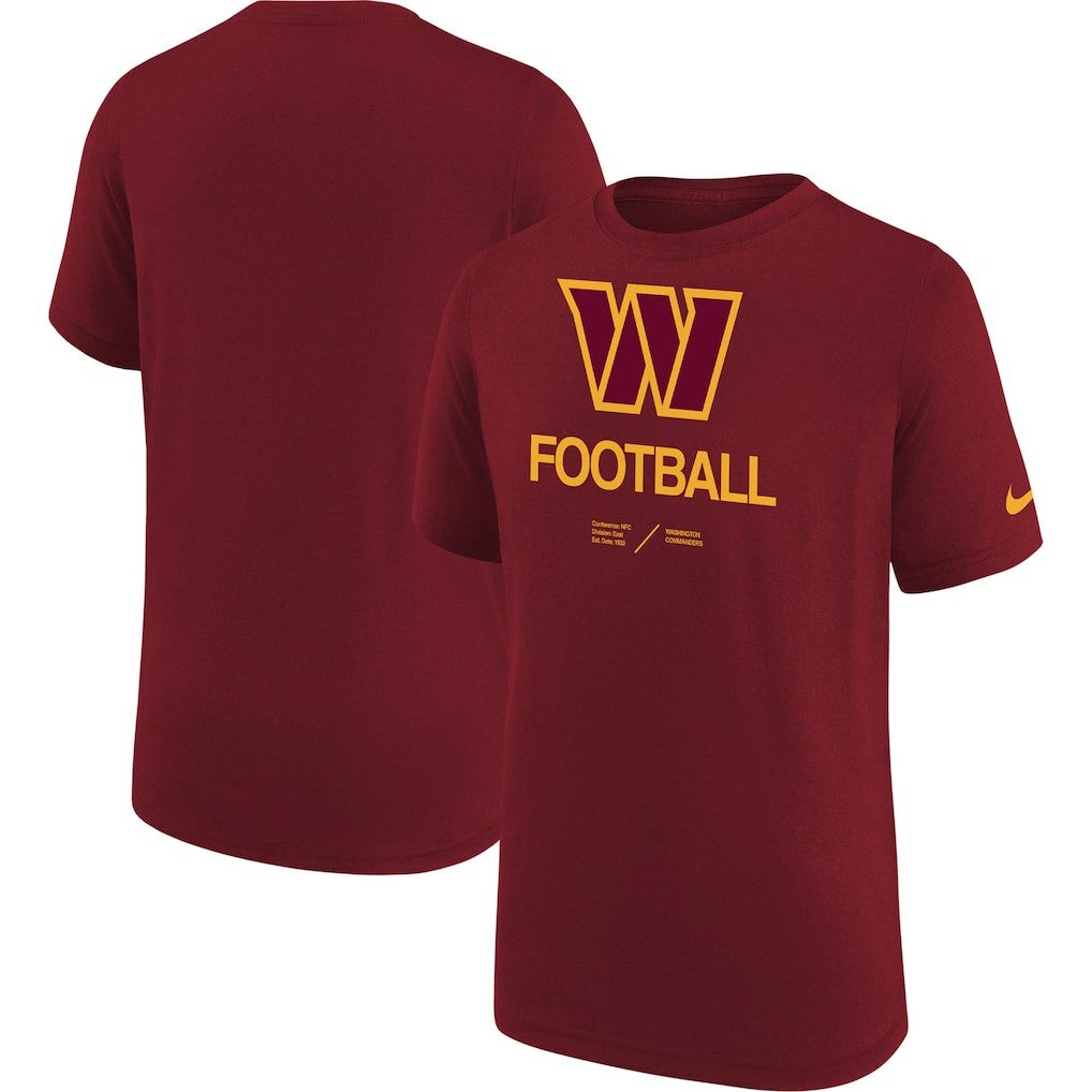 Nike Washington Commanders Youth Sideline Legend Performance T-Shirt Burgundy