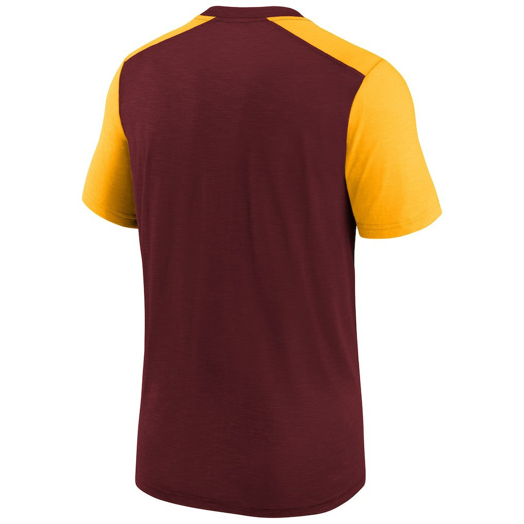 Nike Washington Commanders Youth Colorblock Team Name T-Shirt Heathered Burgundy/Heathered Gold