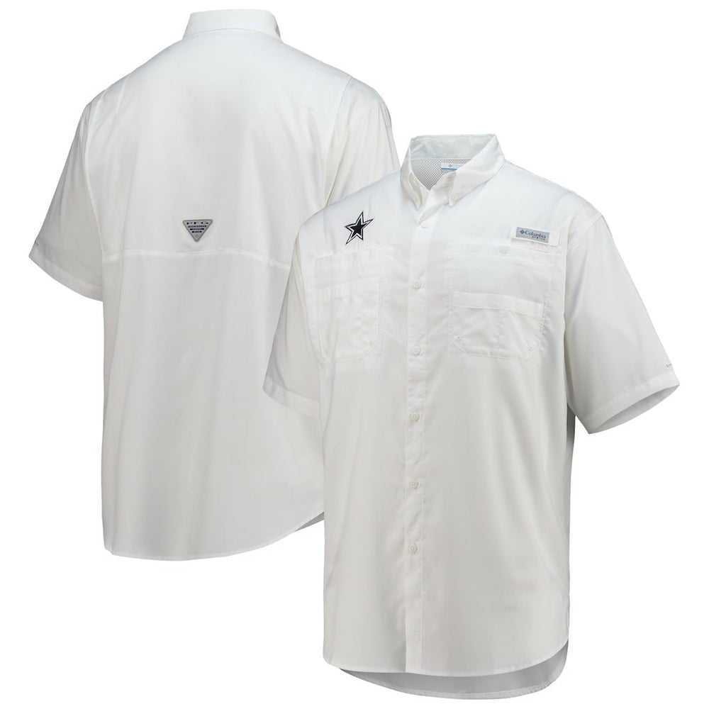 Columbia Dallas Cowboys Tamiami Omni-Shade Button-Down Short Sleeve Shirt White