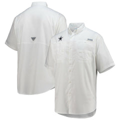 Columbia Dallas Cowboys Tamiami Omni-Shade Button-Down Short Sleeve Shirt White