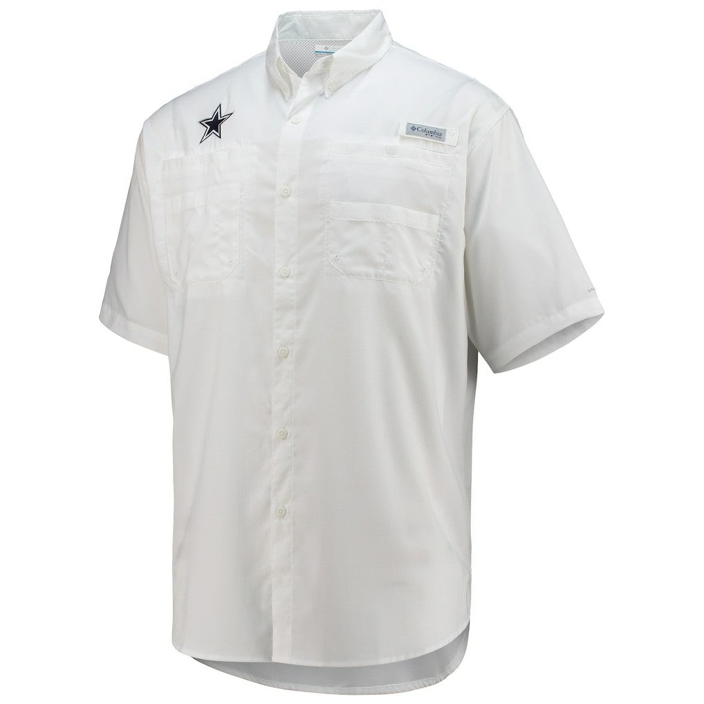 Columbia Dallas Cowboys Tamiami Omni-Shade Button-Down Short Sleeve Shirt White