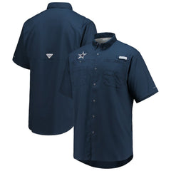 Columbia Dallas Cowboys Tamiami Omni-Shade Button-Down Short Sleeve Shirt Navy