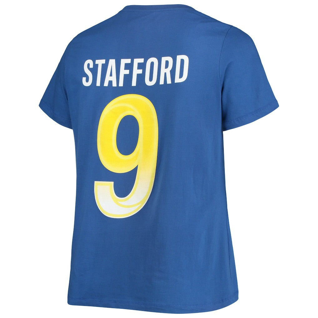 Fanatics Matthew Stafford Los Angeles Rams Women's Plus Size Player Name & Number V-Neck T-Shirt Royal