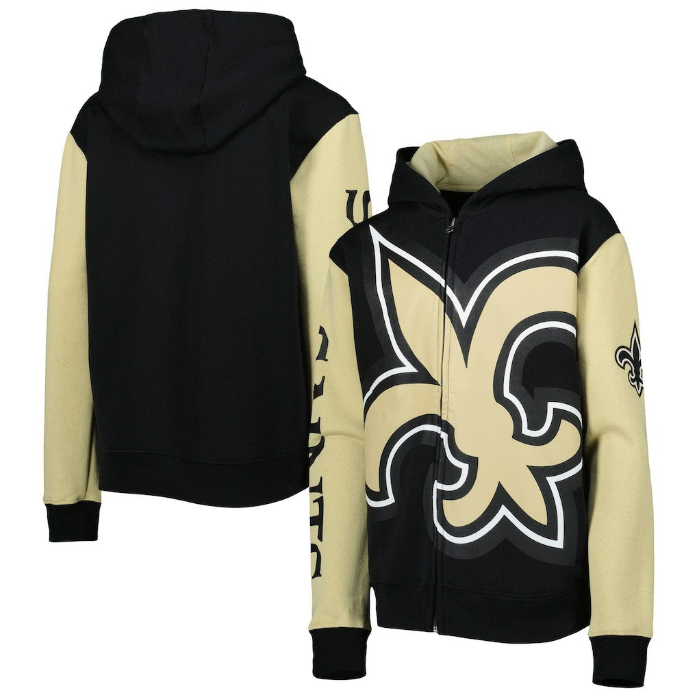 New Orleans Saints Youth Poster Board Full-Zip Hoodie Black/Gold