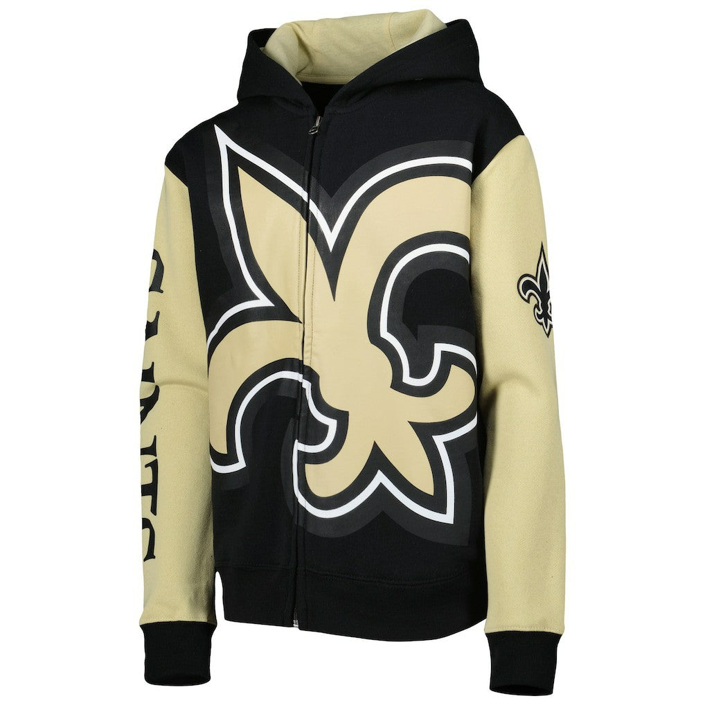 New Orleans Saints Youth Poster Board Full-Zip Hoodie Black/Gold