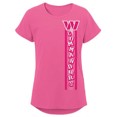 Washington Commanders Girls Youth Logo Fair Catch Dolman T-Shirt Pink