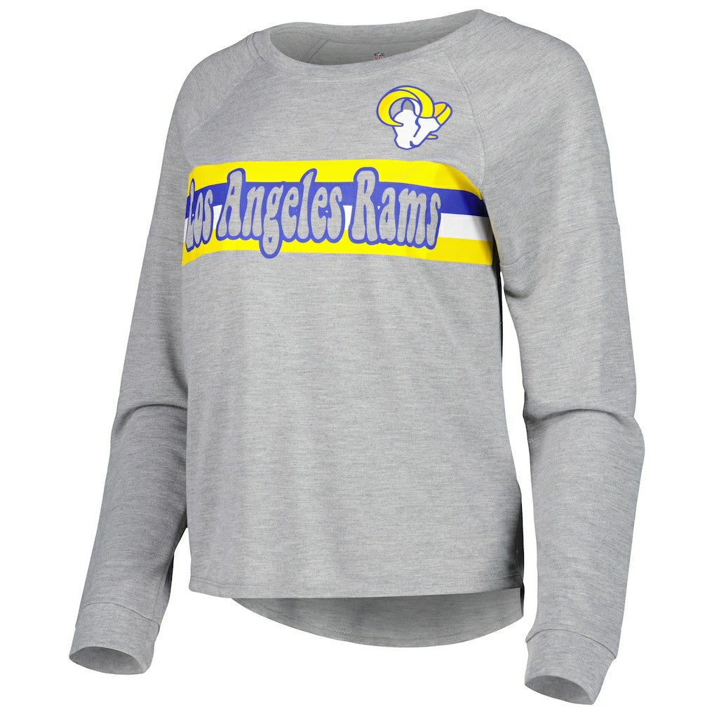 Los Angeles Rams Juniors All Striped Up Raglan Long Sleeve T-Shirt Heathered Gray