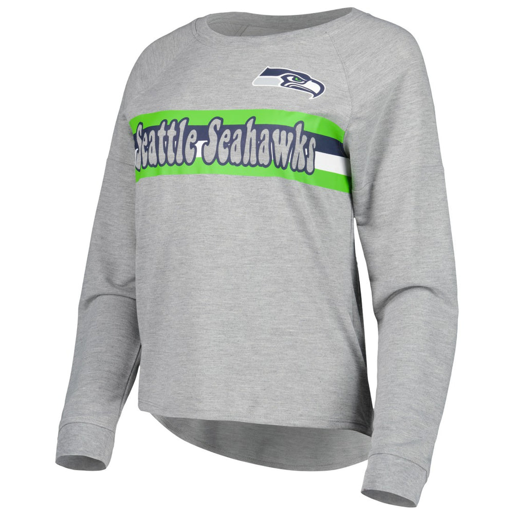Seattle Seahawks Juniors All Striped Up Raglan Long Sleeve T-Shirt Heathered Gray