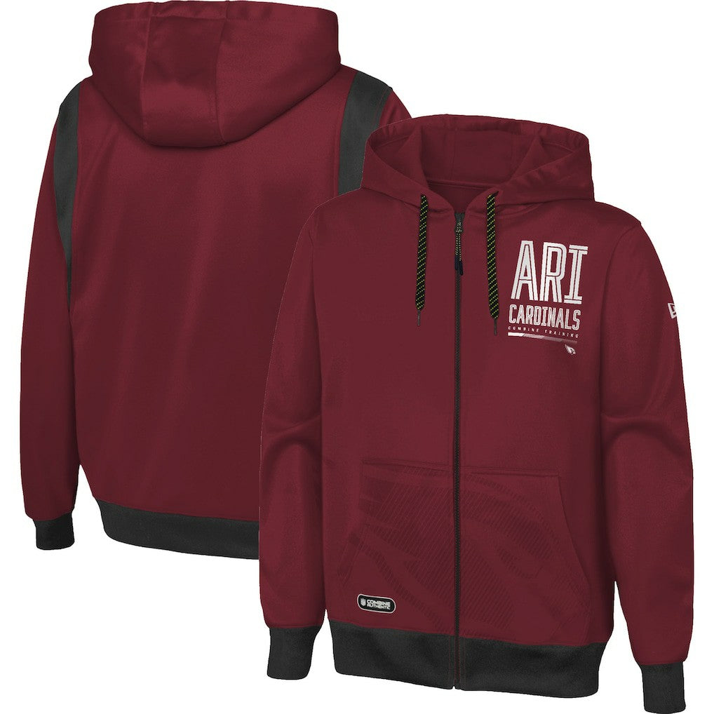 Arizona Cardinals New Era Combine Authentic Drop Back Full-Zip Hoodie Cardinal
