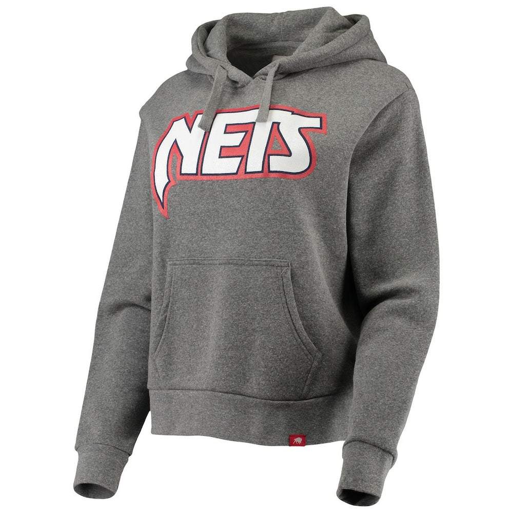 Brooklyn Nets Sportiqe Women's Moments Mixtape Ava Tri-Blend Pullover Hoodie Heathered Gray