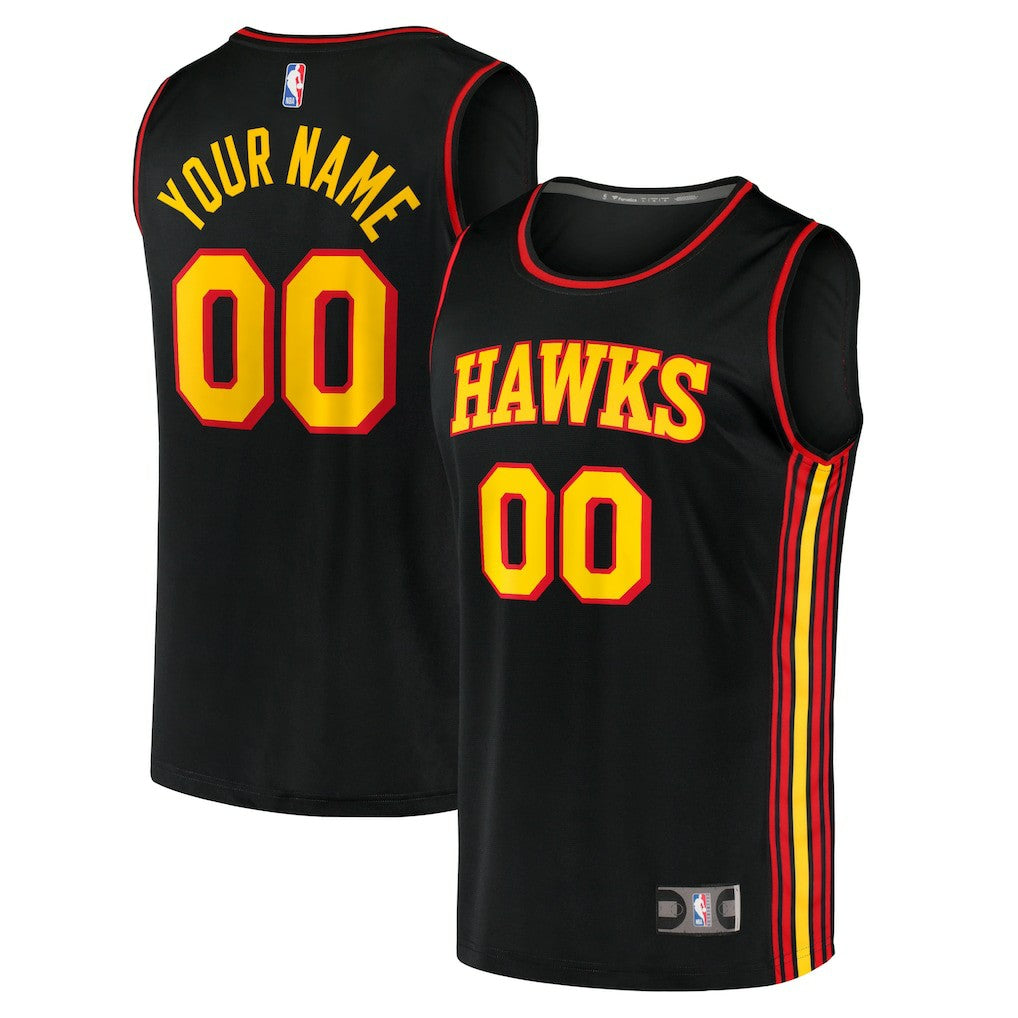 Atlanta Hawks Fast Break Replica Custom Jersey Black Statement Edition | Fanatics Lifestyle