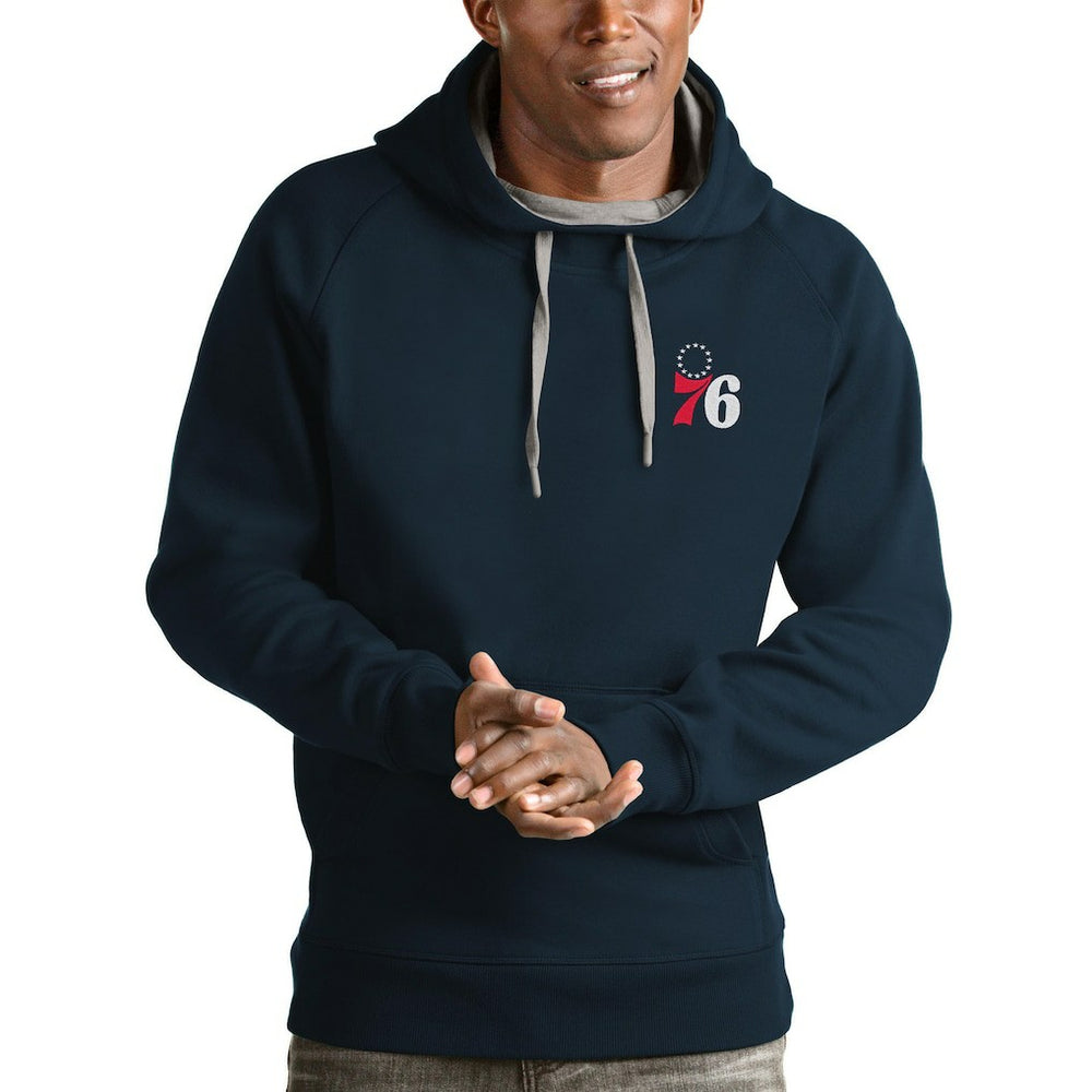 Philadelphia 76ers Antigua Victory Pullover Hoodie Navy