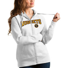 Denver Nuggets Antigua Women's Team Victory Full-Zip Hoodie White