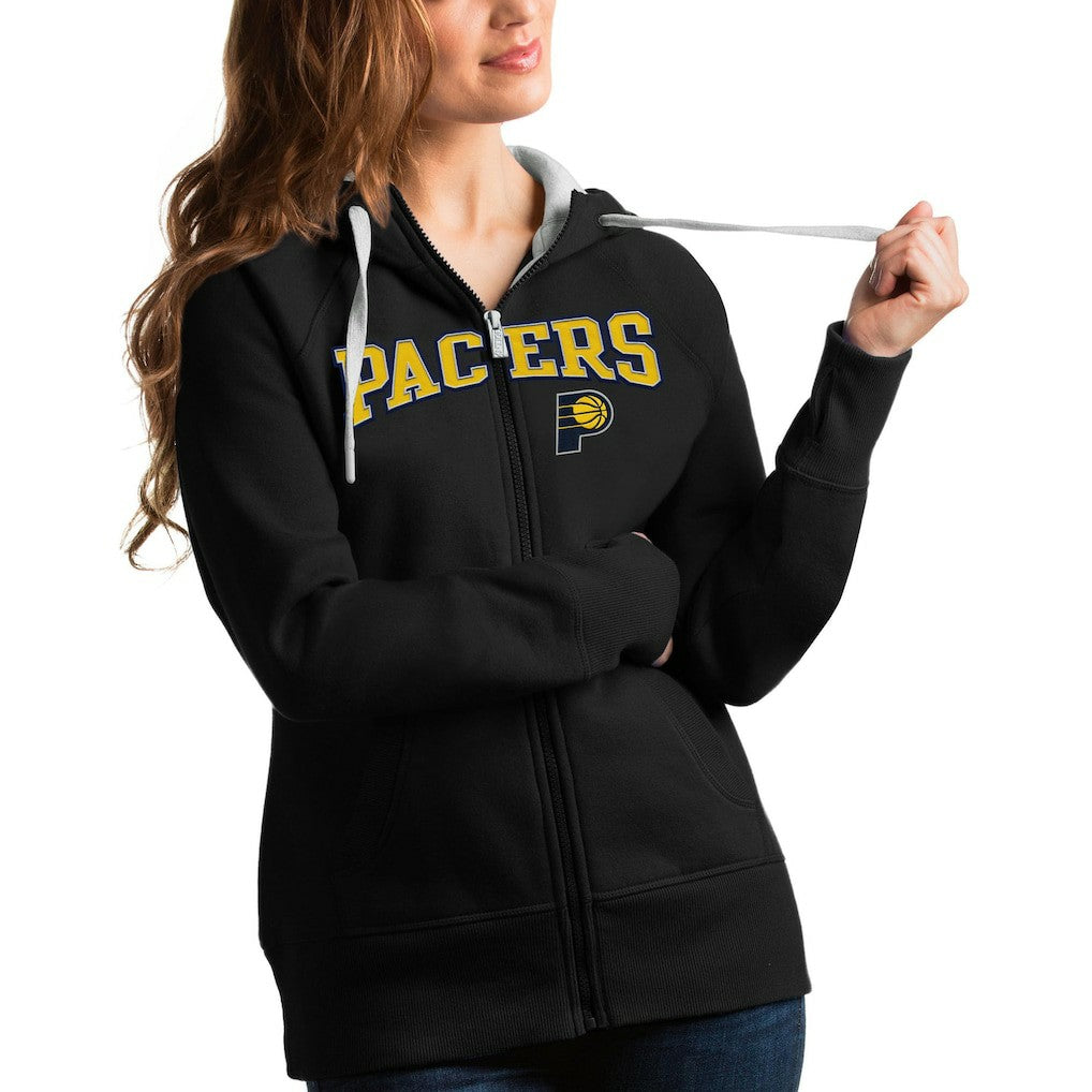 Indiana Pacers Antigua Women's Team Victory Full-Zip Hoodie Black