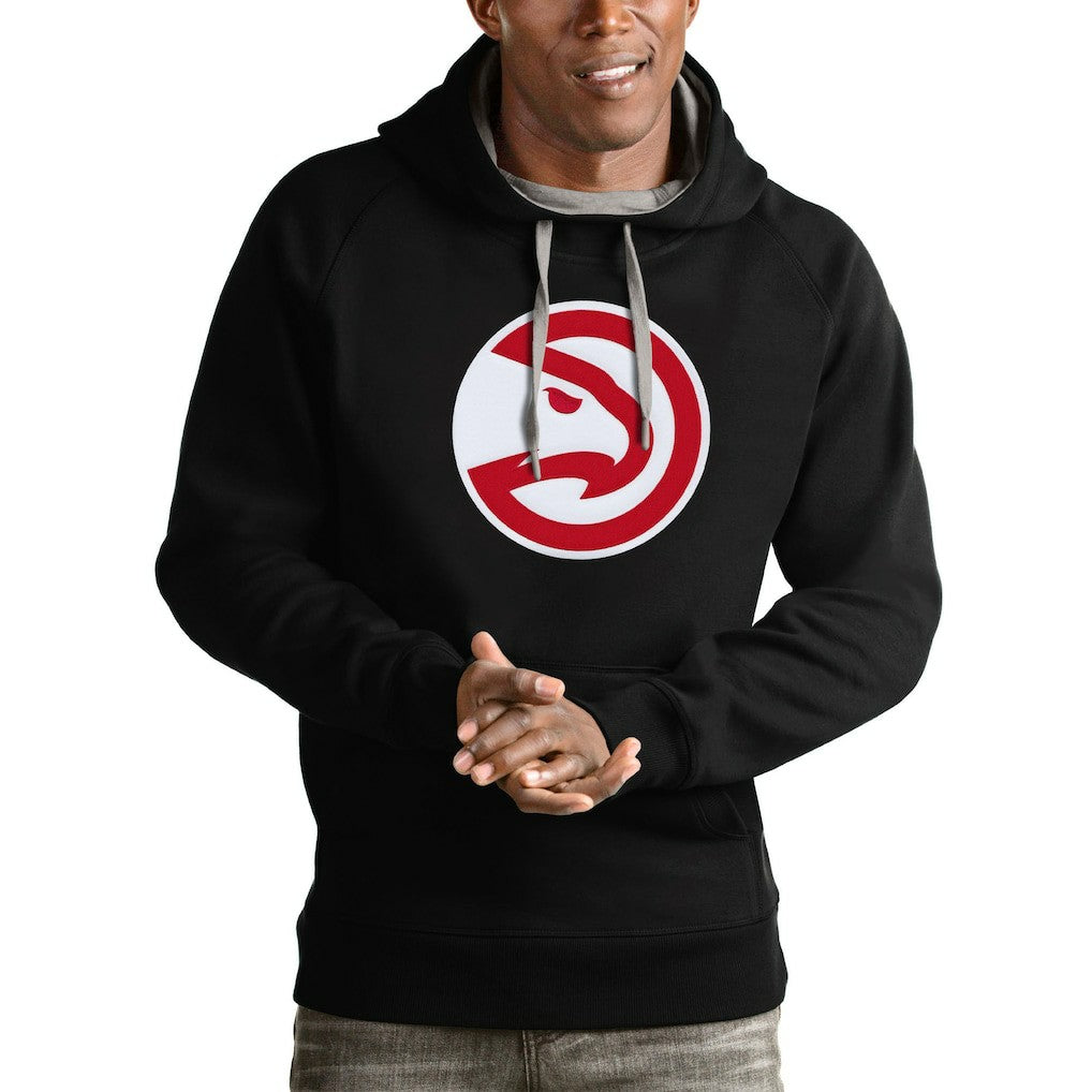 Atlanta Hawks Antigua Logo Victory Pullover Hoodie Black