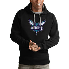 Charlotte Hornets Antigua Logo Victory Pullover Hoodie Black