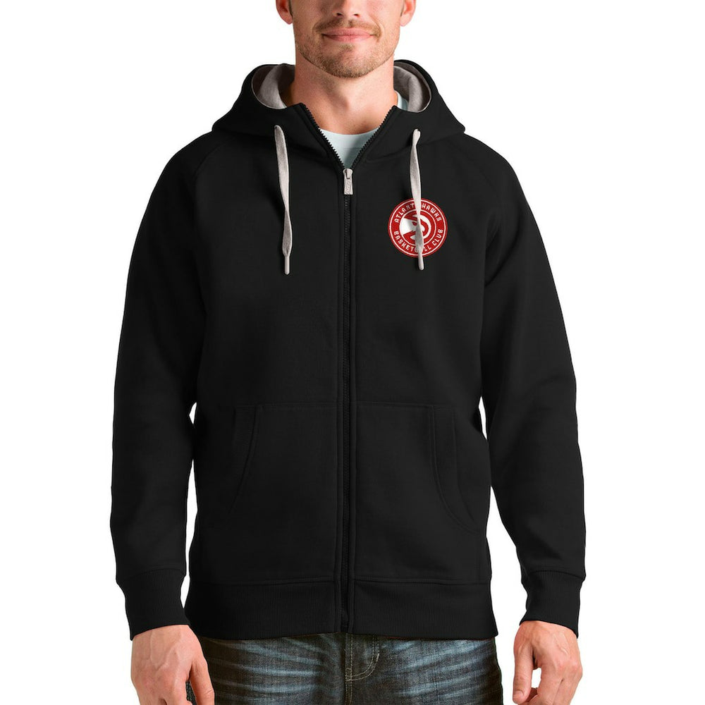 Atlanta Hawks Antigua Logo Victory Full-Zip Hoodie Black