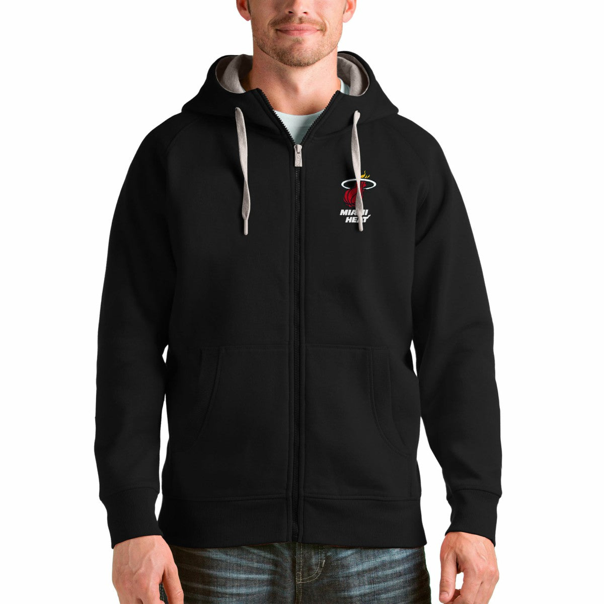 Miami Heat Antigua Logo Victory Full-Zip Hoodie Black